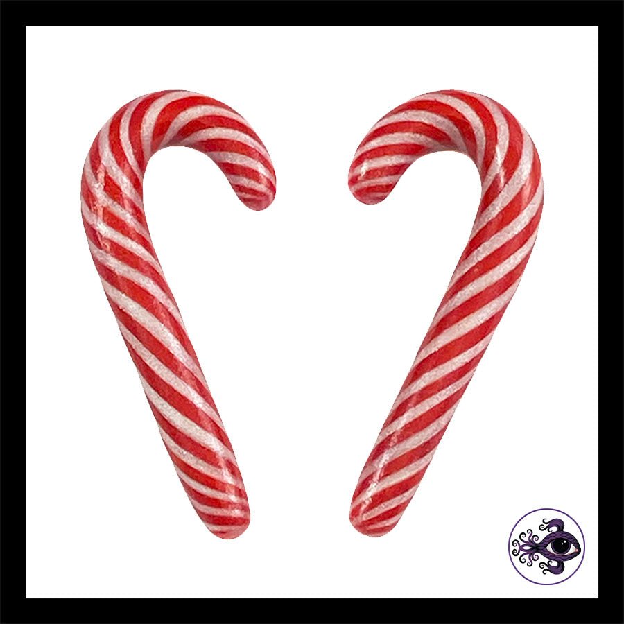Candy Canes -  4g 5mm - Handmade Clay Gauge Earrings