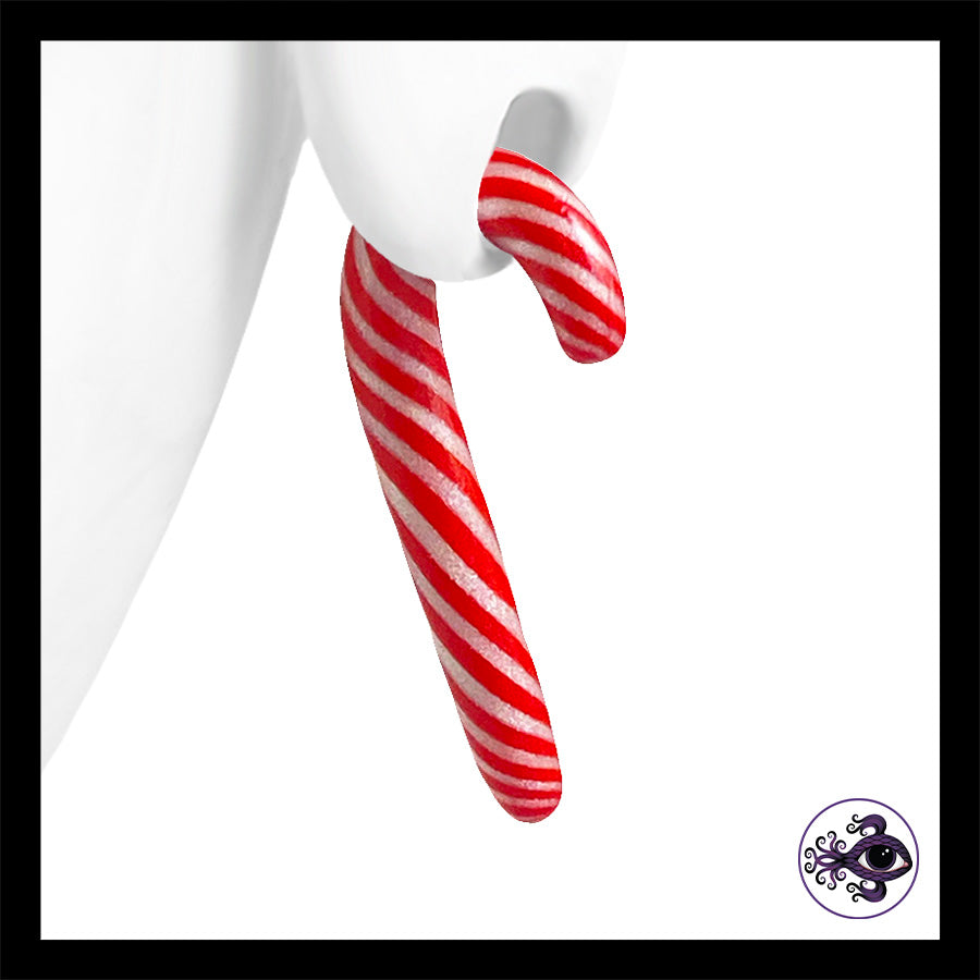 Candy Canes -  4g 5mm - Handmade Clay Gauge Earrings