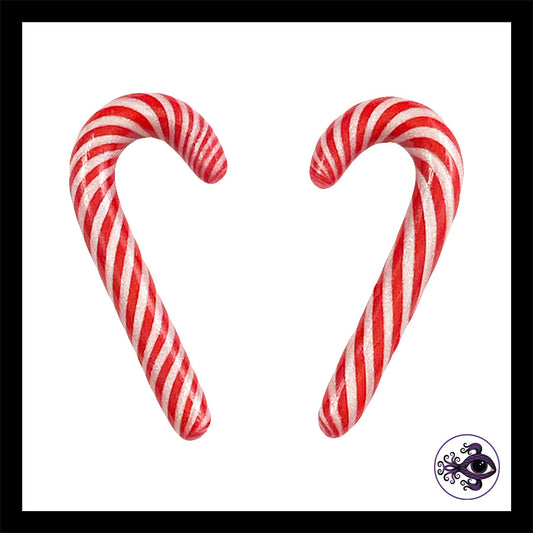 Candy Canes -  4g 5mm - Handmade Clay Gauge Earrings