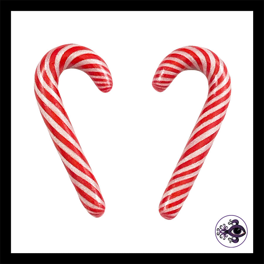Candy Canes -  4g 5mm - Handmade Clay Gauge Earrings