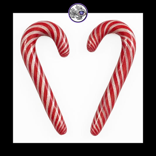 Candy Canes -  2g 6mm - Handmade Clay Gauge Earrings