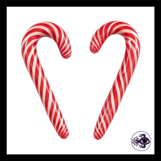 Candy Canes -  2g 6mm - Handmade Clay Gauge Earrings