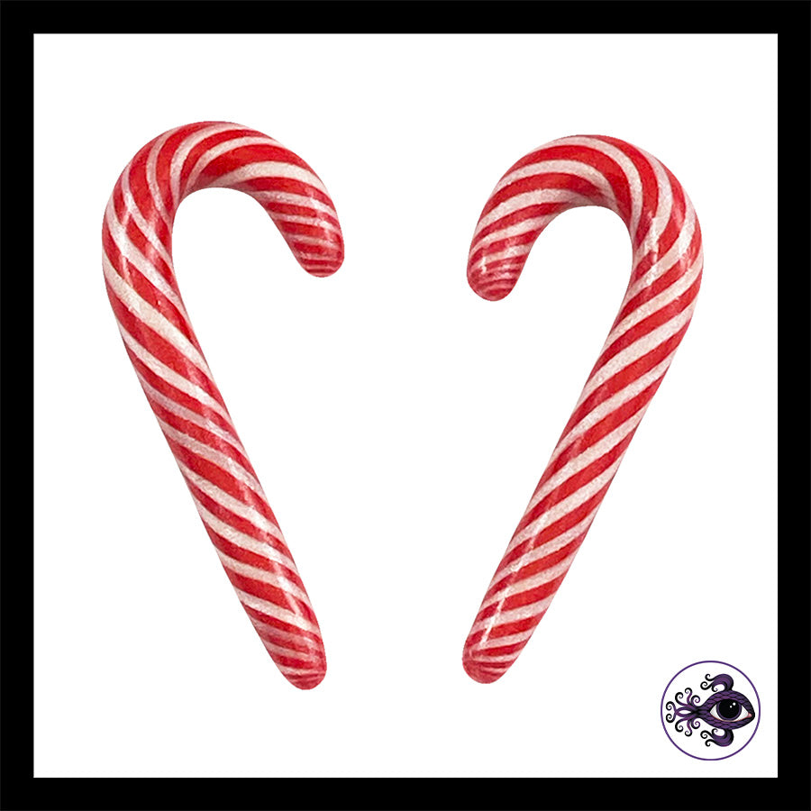 Candy Canes -  2g 6mm - Handmade Clay Gauge Earrings