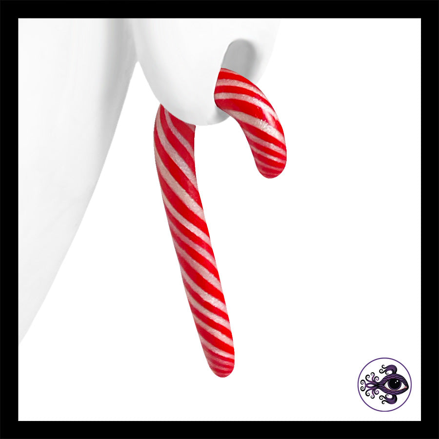 Candy Canes -  2g 6mm - Handmade Clay Gauge Earrings