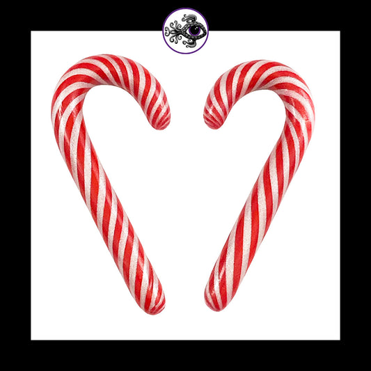Candy Canes -  1g 7mm - Handmade Clay Gauge Earrings