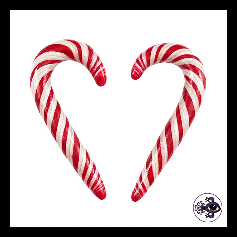 Candy Canes -  1g 7mm - Handmade Clay Gauge Earrings