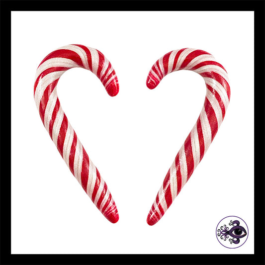 Candy Canes -  1g 7mm - Handmade Clay Gauge Earrings