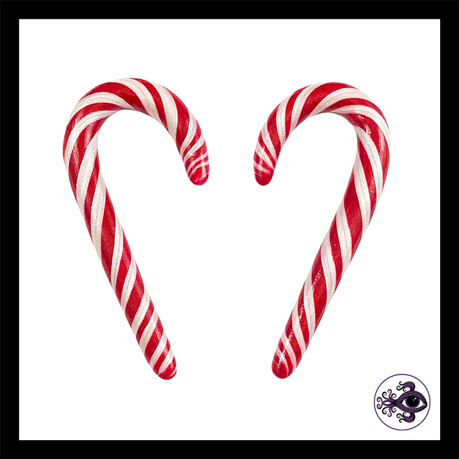 Candy Canes -  1g 7mm - Handmade Clay Gauge Earrings