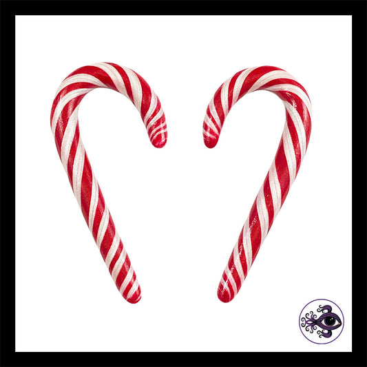 Candy Canes -  1g 7mm - Handmade Clay Gauge Earrings