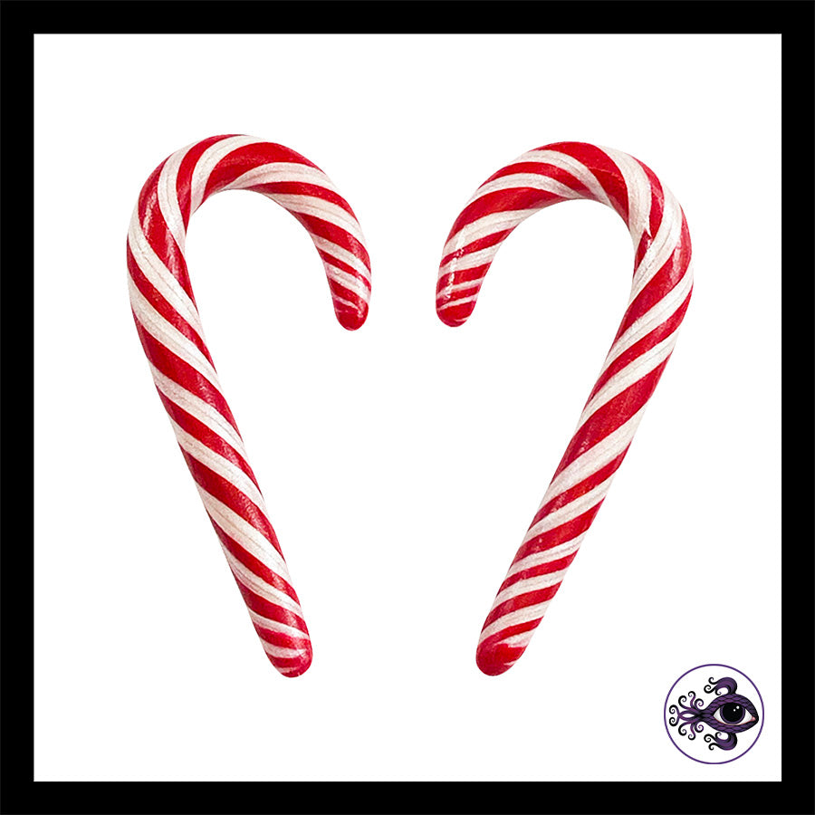 Candy Canes -  1g 7mm - Handmade Clay Gauge Earrings