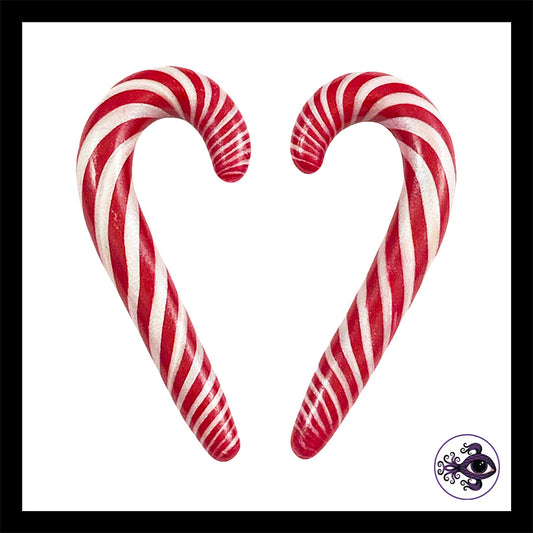 Candy Canes - 0g 8mm - Handmade Clay Gauge Earrings