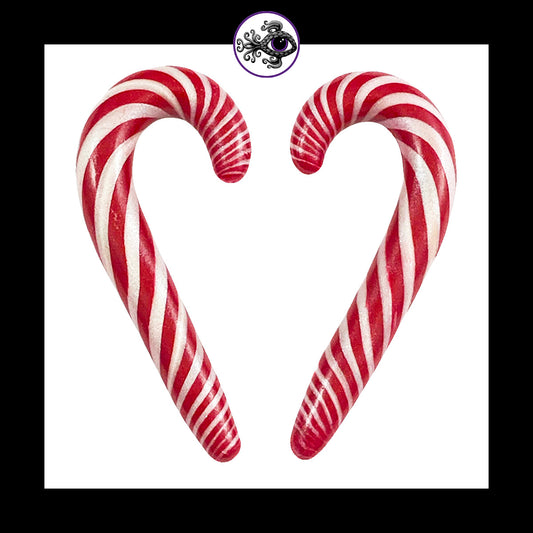 Candy Canes - 0g 8mm - Handmade Clay Gauge Earrings