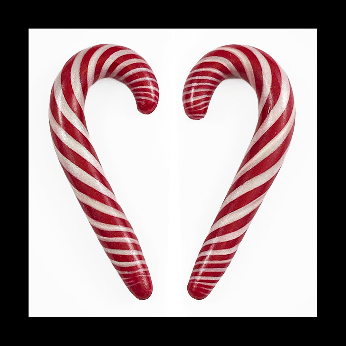 Candy Canes - 0g 8mm - Handmade Clay Gauge Earrings