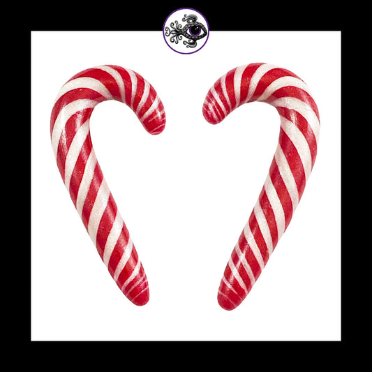 Candy Canes - 0g 8mm - Handmade Clay Gauge Earrings
