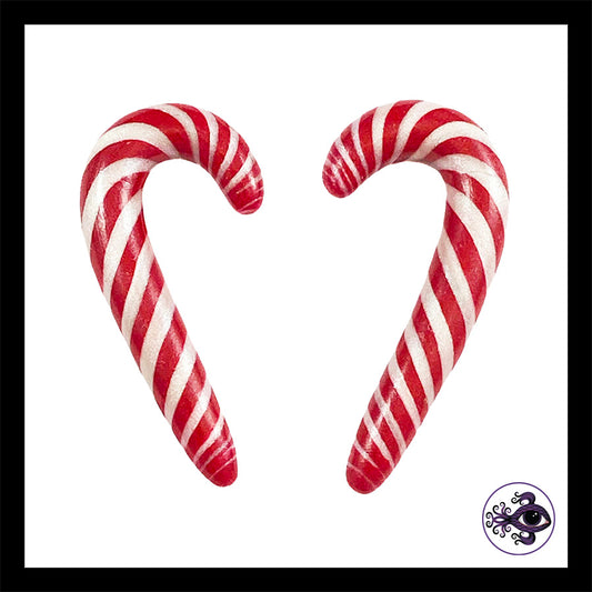 Candy Canes - 0g 8mm - Handmade Clay Gauge Earrings