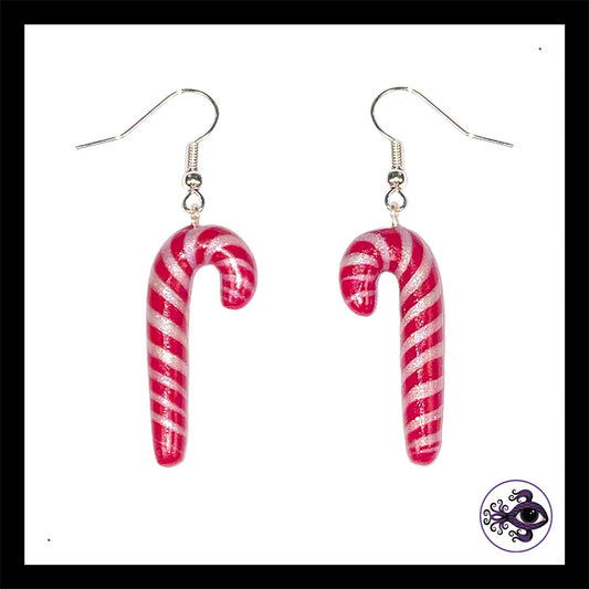 Candy Canes - Handmade Clay Dangle Earrings
