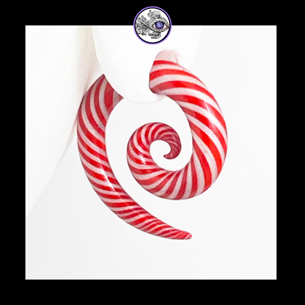 Candy Canes - 0g 8mm Spiral - Handmade Clay Gauge Earrings