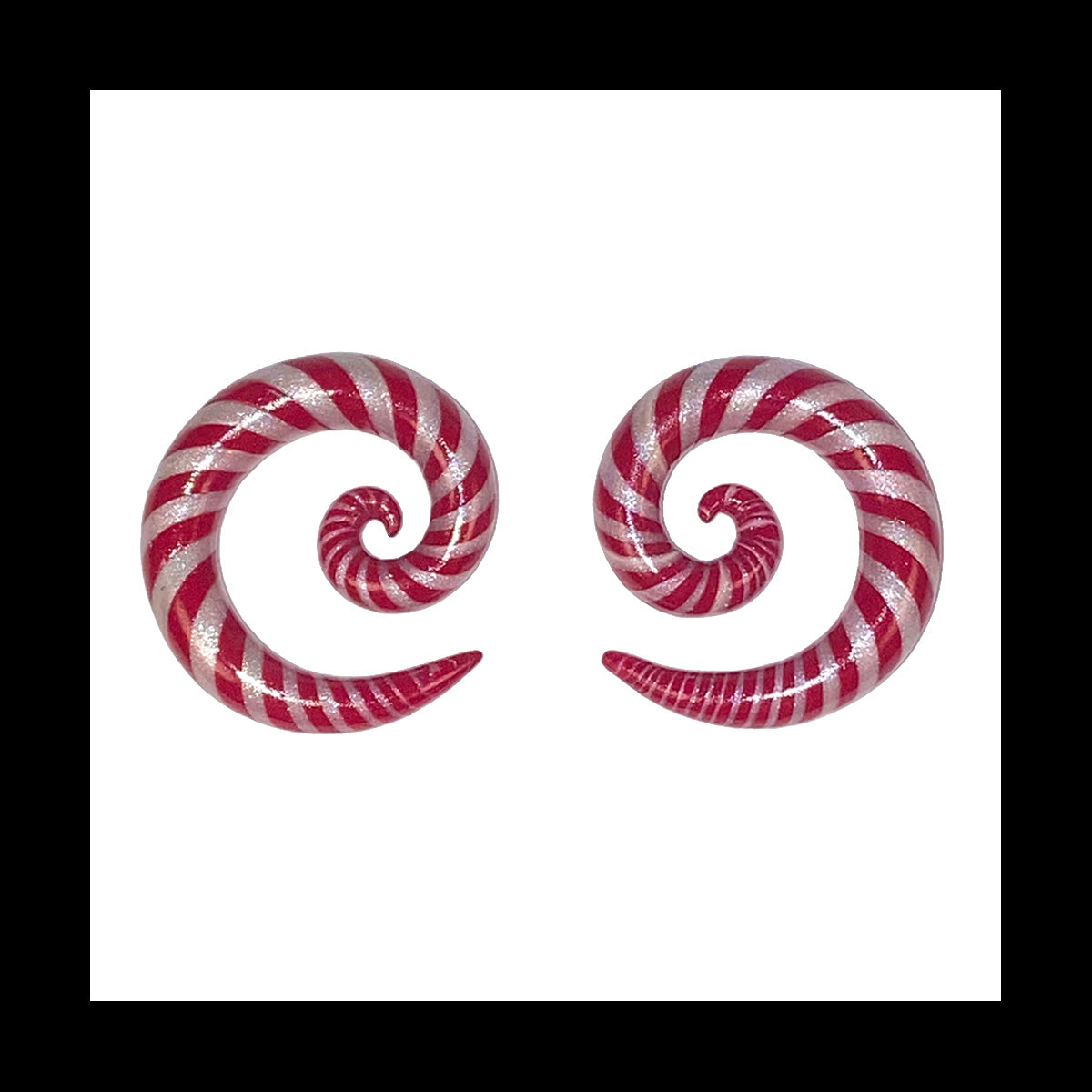 Candy Canes - 0g 8mm Spiral - Handmade Clay Gauge Earrings