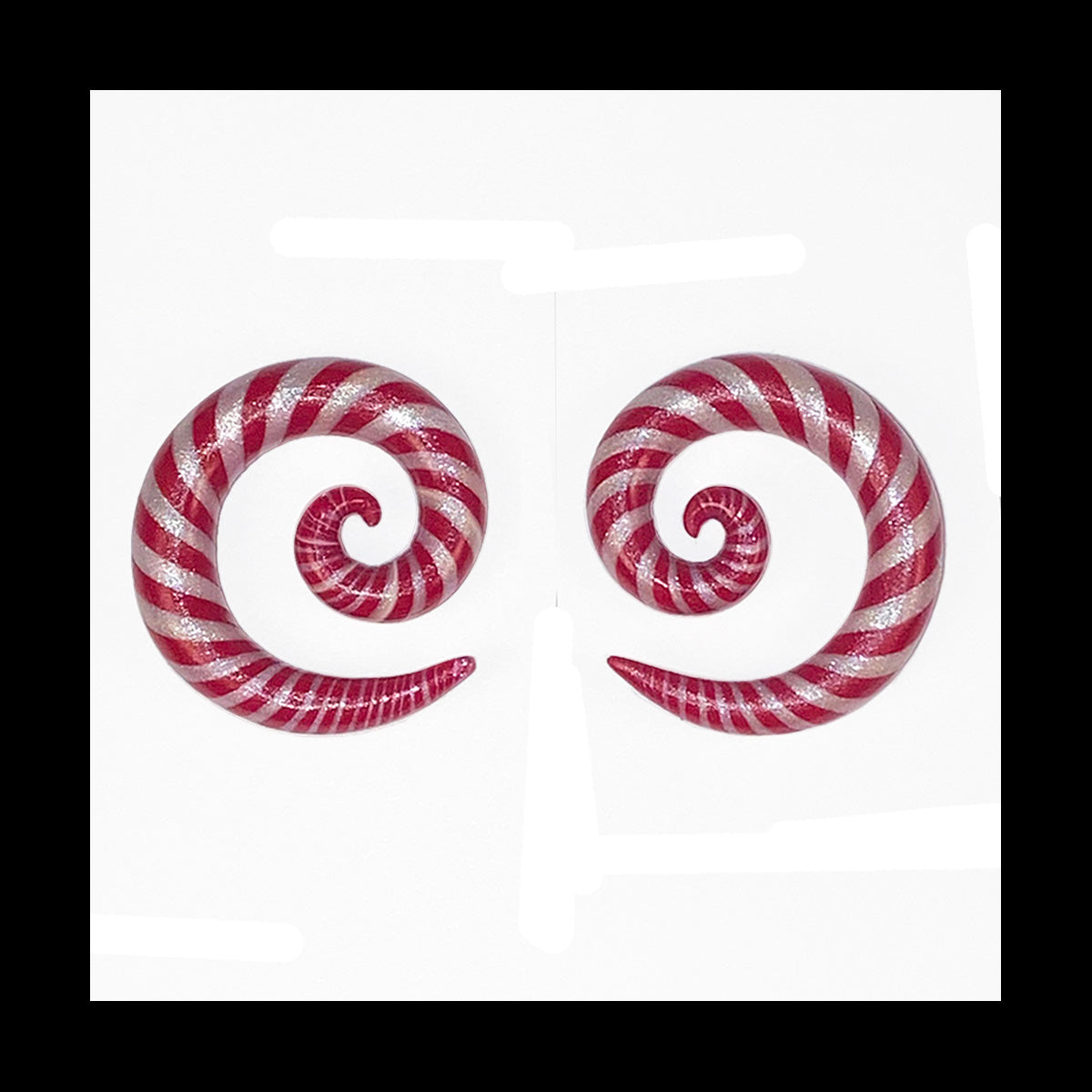 Candy Canes - 0g 8mm Spiral - Handmade Clay Gauge Earrings