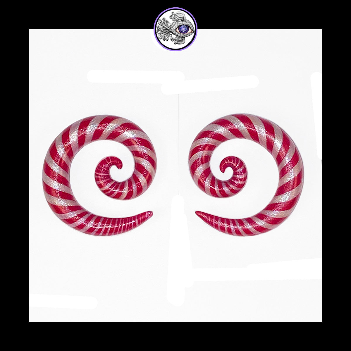 Candy Canes - 0g 8mm Spiral - Handmade Clay Gauge Earrings