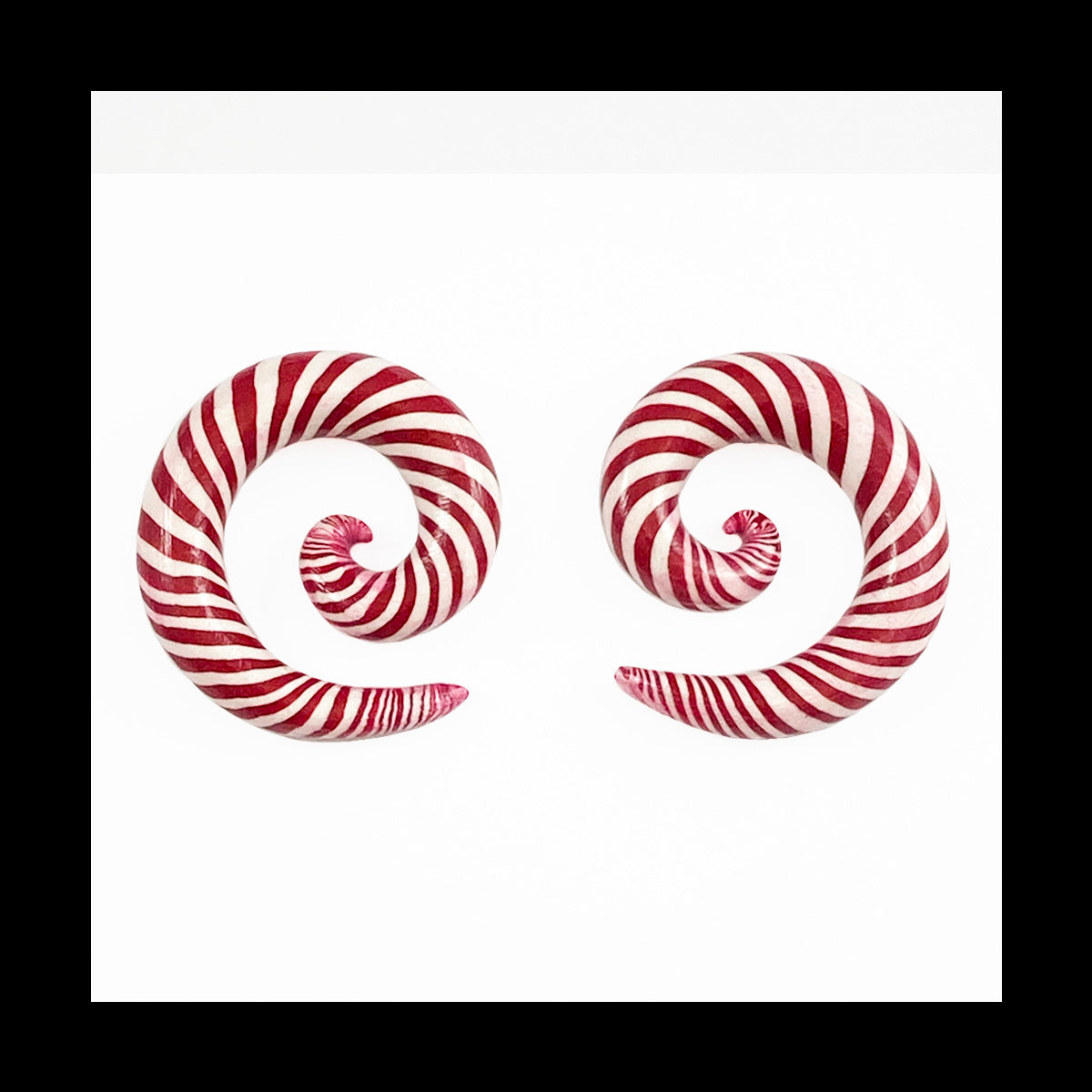 Candy Canes - 0g 8mm Spiral - Handmade Clay Gauge Earrings