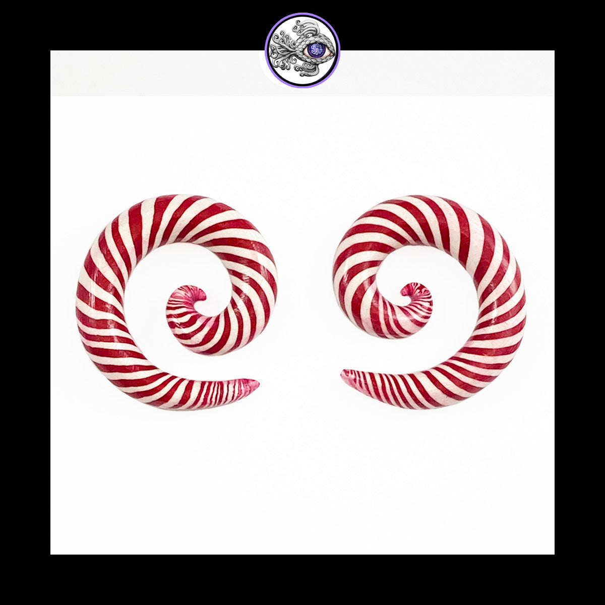 Candy Canes - 0g 8mm Spiral - Handmade Clay Gauge Earrings