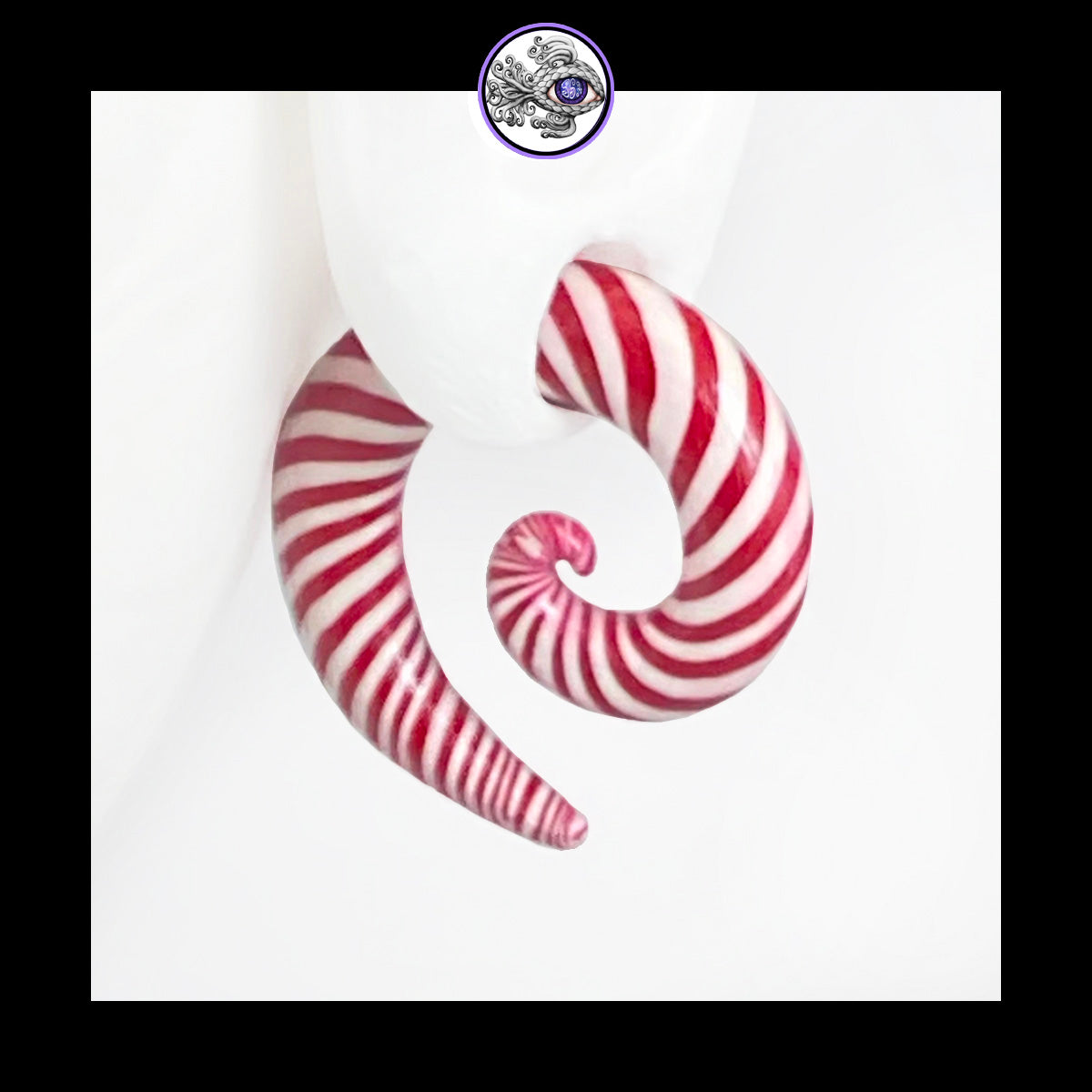 Candy Canes - 0g 8mm Spiral - Handmade Clay Gauge Earrings