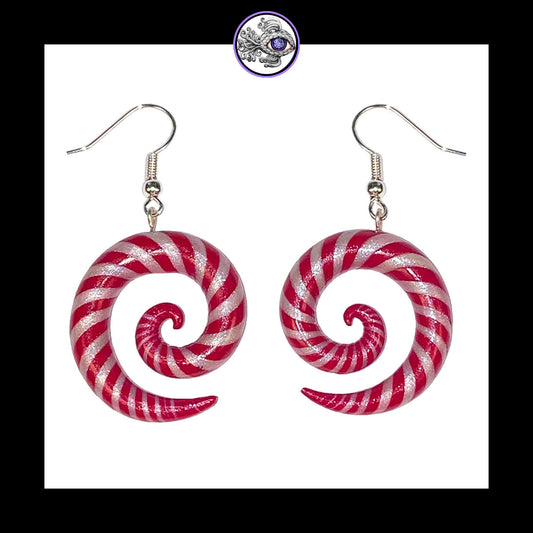 Candy Canes - Spiral - Handmade Clay Dangle Earrings