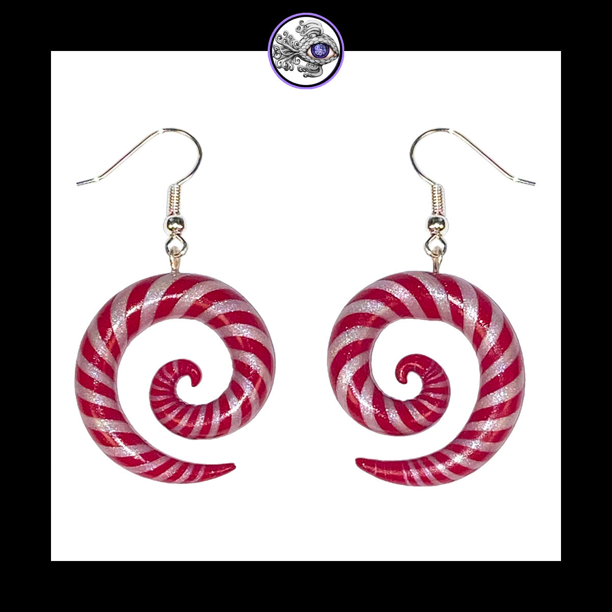 Candy Canes - Spiral - Handmade Clay Dangle Earrings