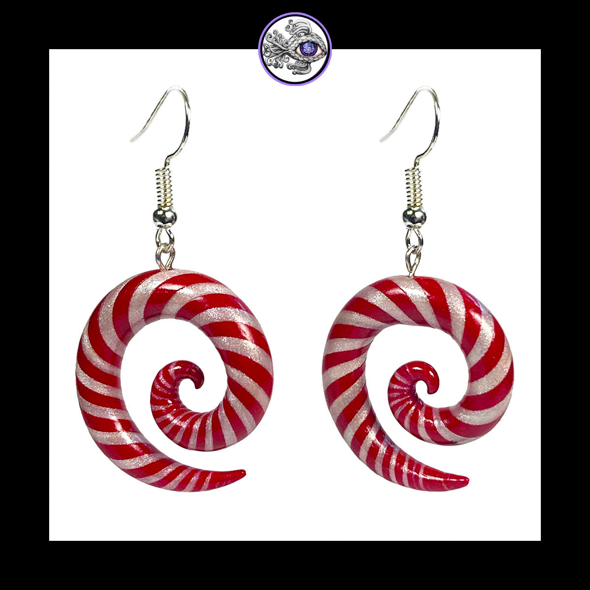 Candy Canes - Spiral - Handmade Clay Dangle Earrings