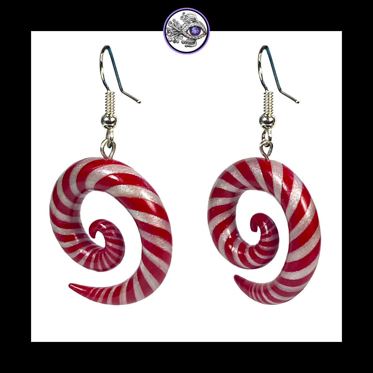 Candy Canes - Spiral - Handmade Clay Dangle Earrings