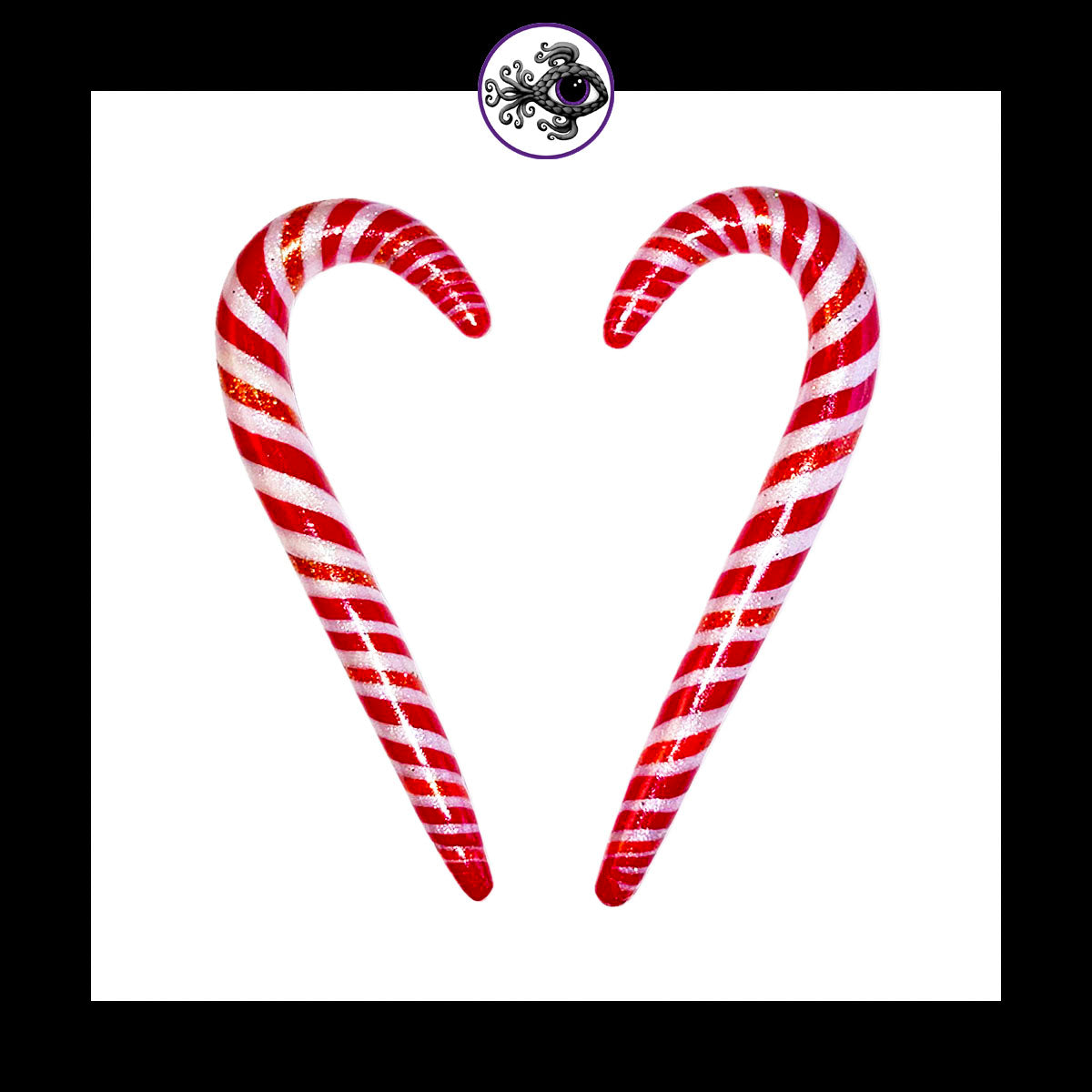 Candy Canes - 1g 7mm - Red Shimmer - Handmade Clay Gauge Earrings