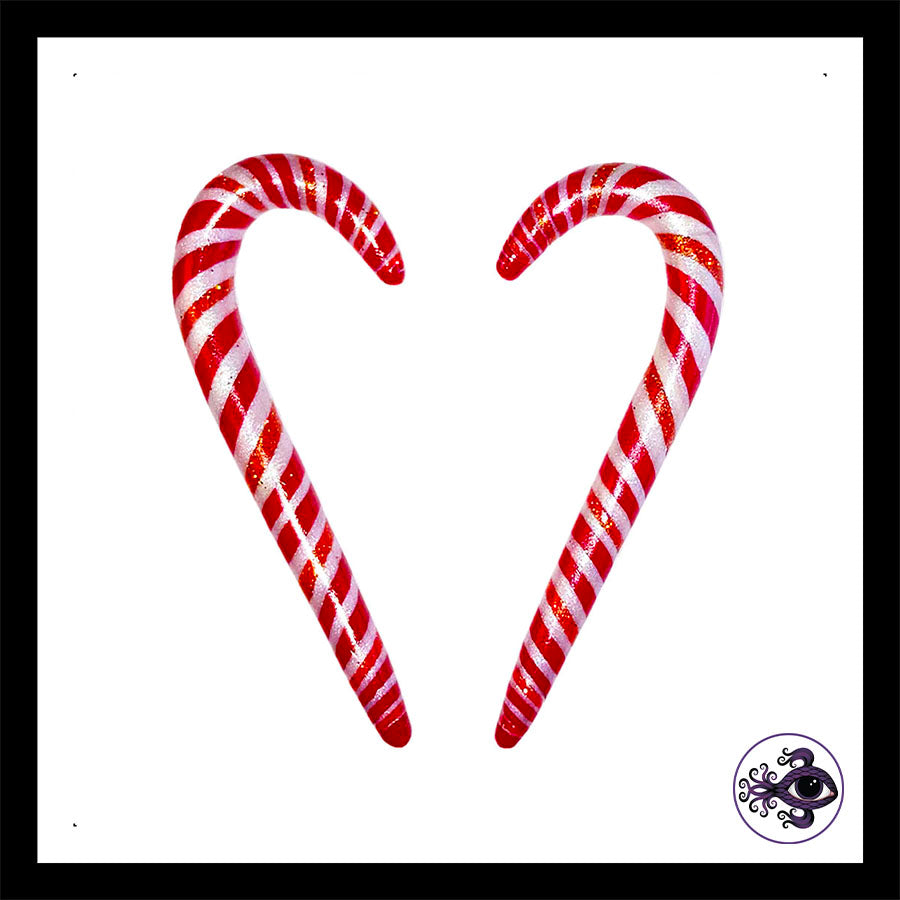 Candy Canes - 1g 7mm - Red Shimmer - Handmade Clay Gauge Earrings