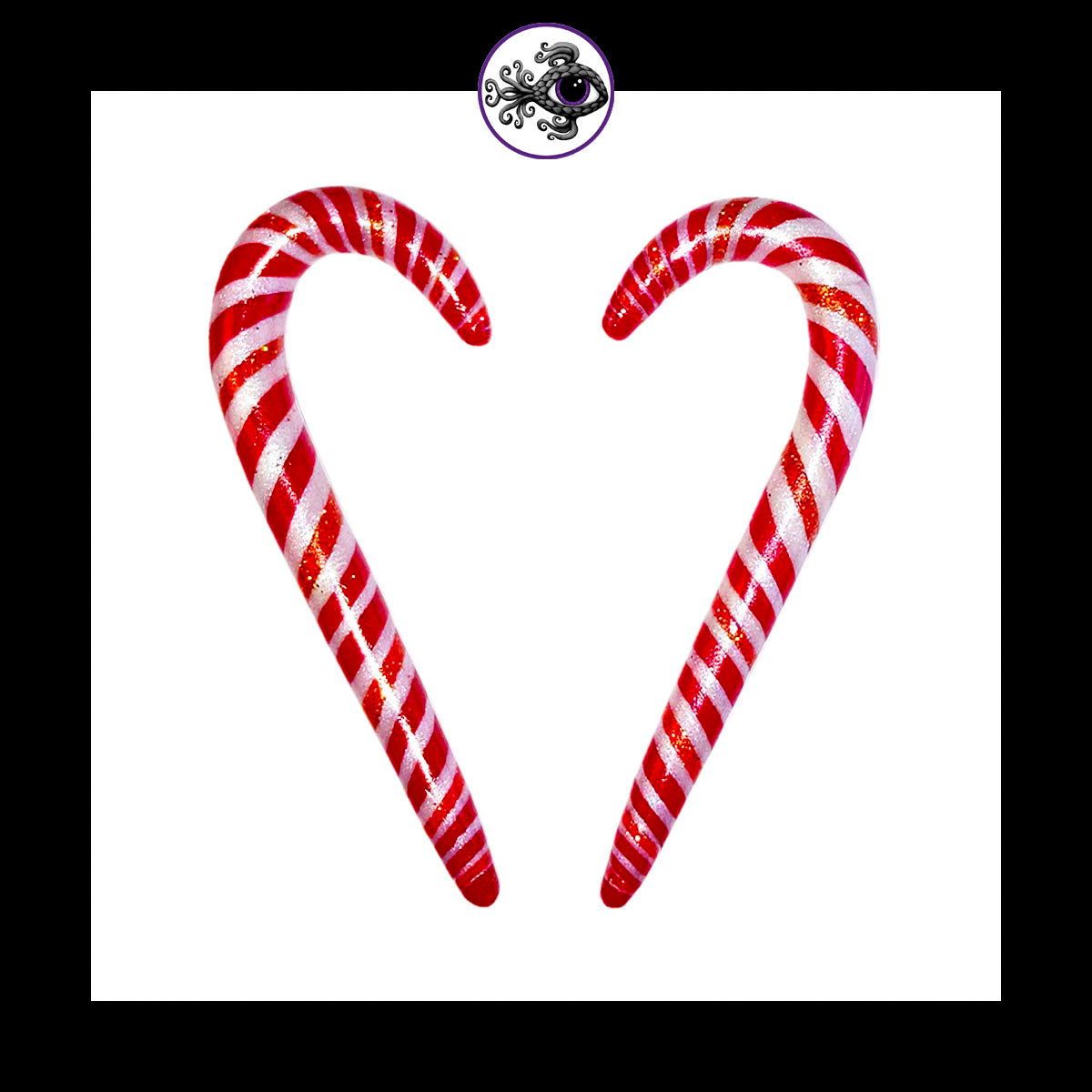 Candy Canes - 1g 7mm - Red Shimmer - Handmade Clay Gauge Earrings