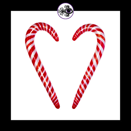 Candy Canes - 1g 7mm - Red Shimmer - Handmade Clay Gauge Earrings
