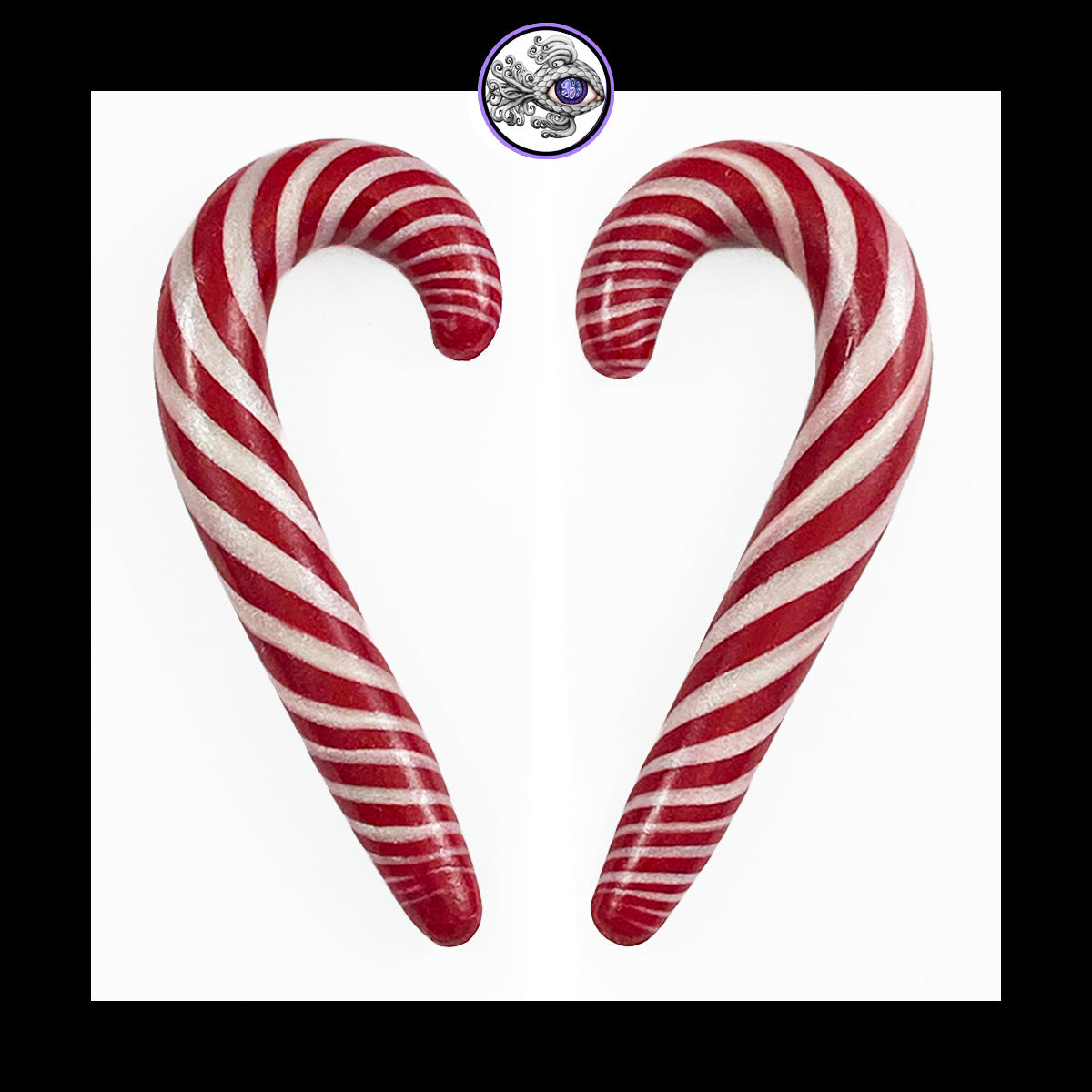 Candy Canes - 0g 8mm - Handmade Clay Gauge Earrings