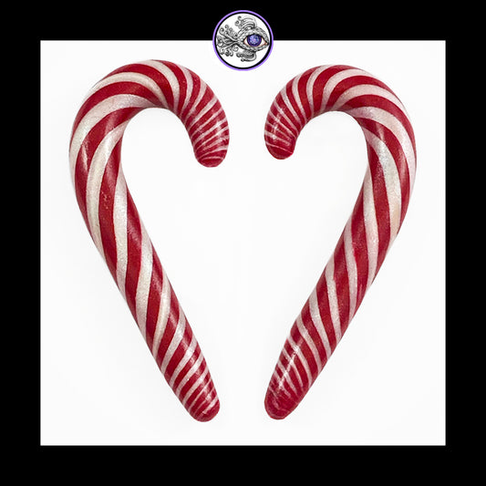 Candy Canes - 0g 8mm - Handmade Clay Gauge Earrings