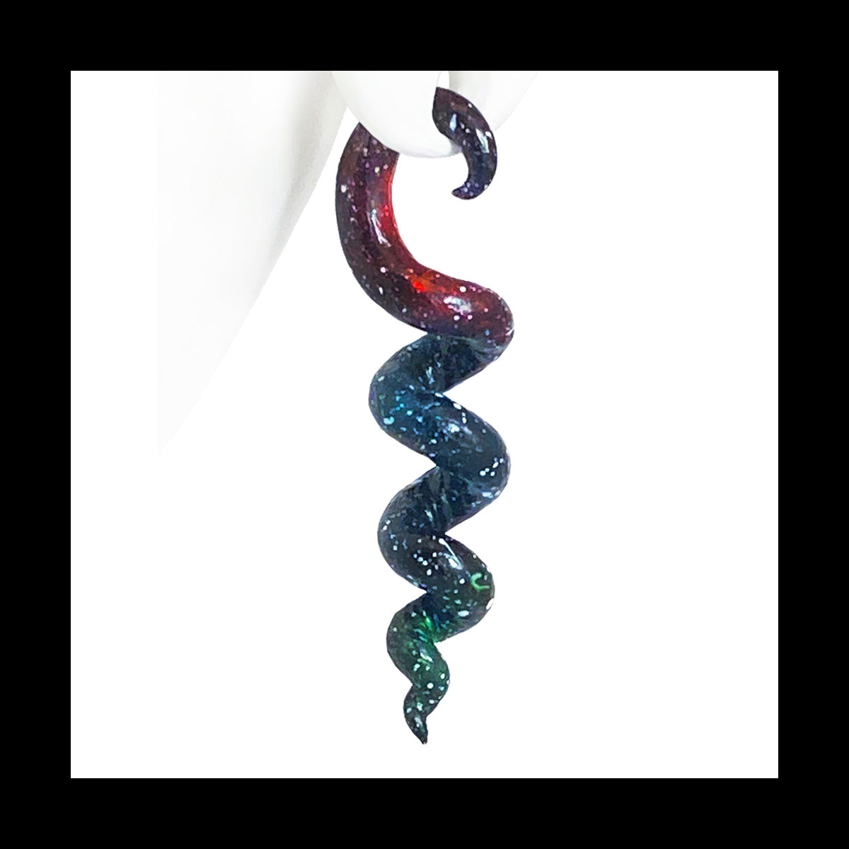 Spiral - Corkscrew - 4g 5mm Galaxy - Handmade & Painted Clay Gauge Earrings