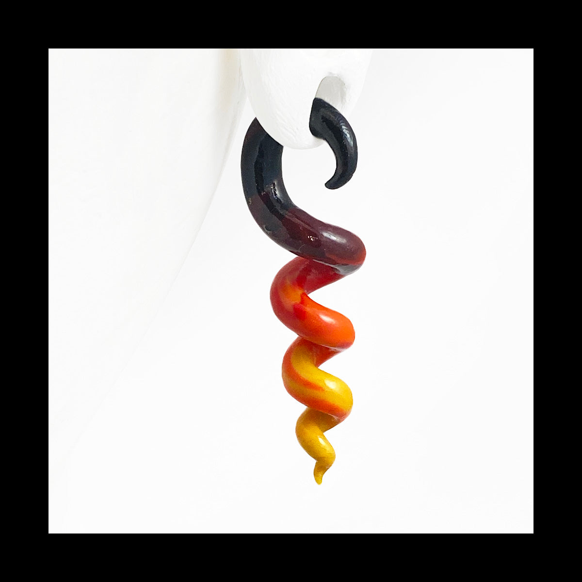 Spiral - Corkscrew - 4g 5mm Sunset - Handmade Clay Gauge Earrings