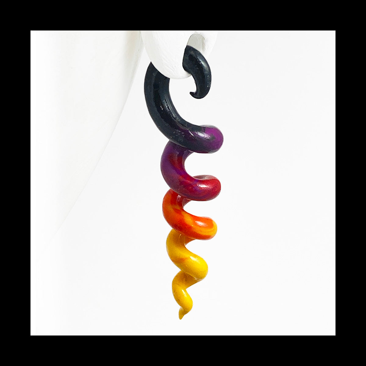 Spiral - Corkscrew - 4g 5mm Sunset - Handmade Clay Gauge Earrings