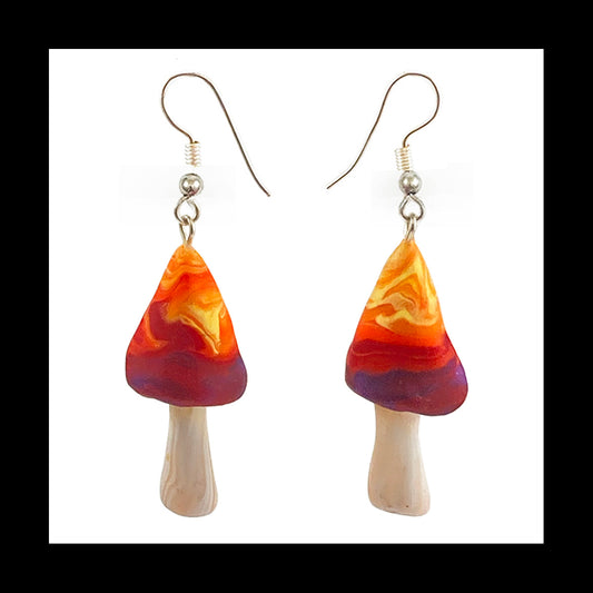 Mushrooms - Sunset Swirl - Handmade Clay Dangle Earrings *Custom Order Only*