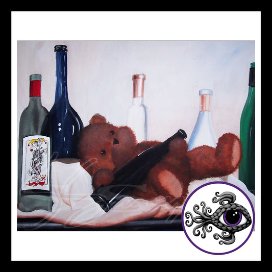 Drunken Teddy Bear - Print of Original Gouache Painting