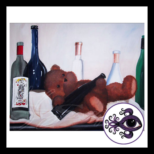 Drunken Teddy Bear - Print of Original Gouache Painting