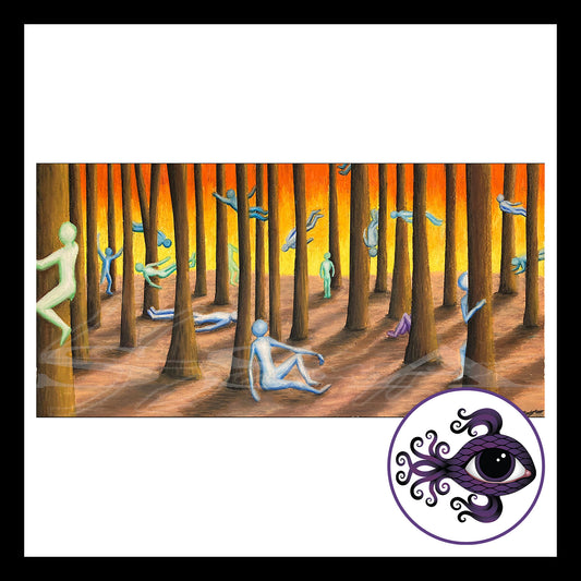Figure Forest - Print of Original Oil Pastel Drawing
