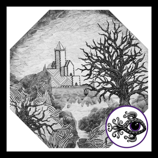 Dark Castle - Print of Original Mixed Media Drawing