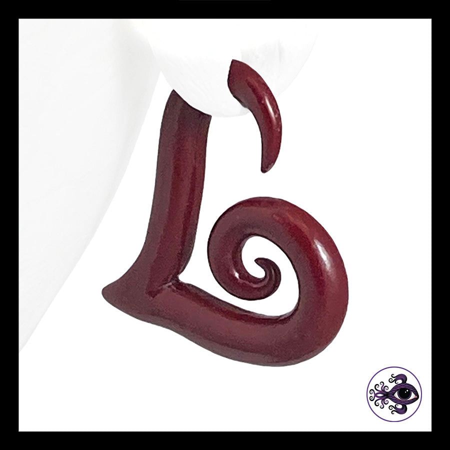 Hearts - 6g 4mm Crimson - Handmade Clay Gauge Earrings