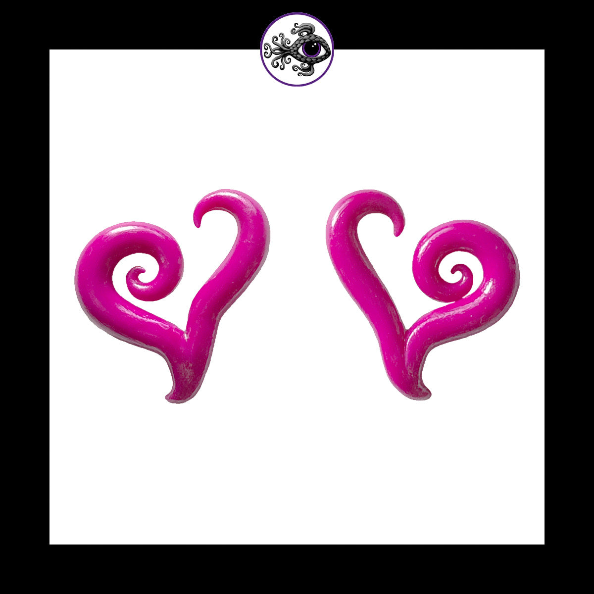 Hearts - 6g 4mm Magenta - Handmade Clay Gauge Earrings