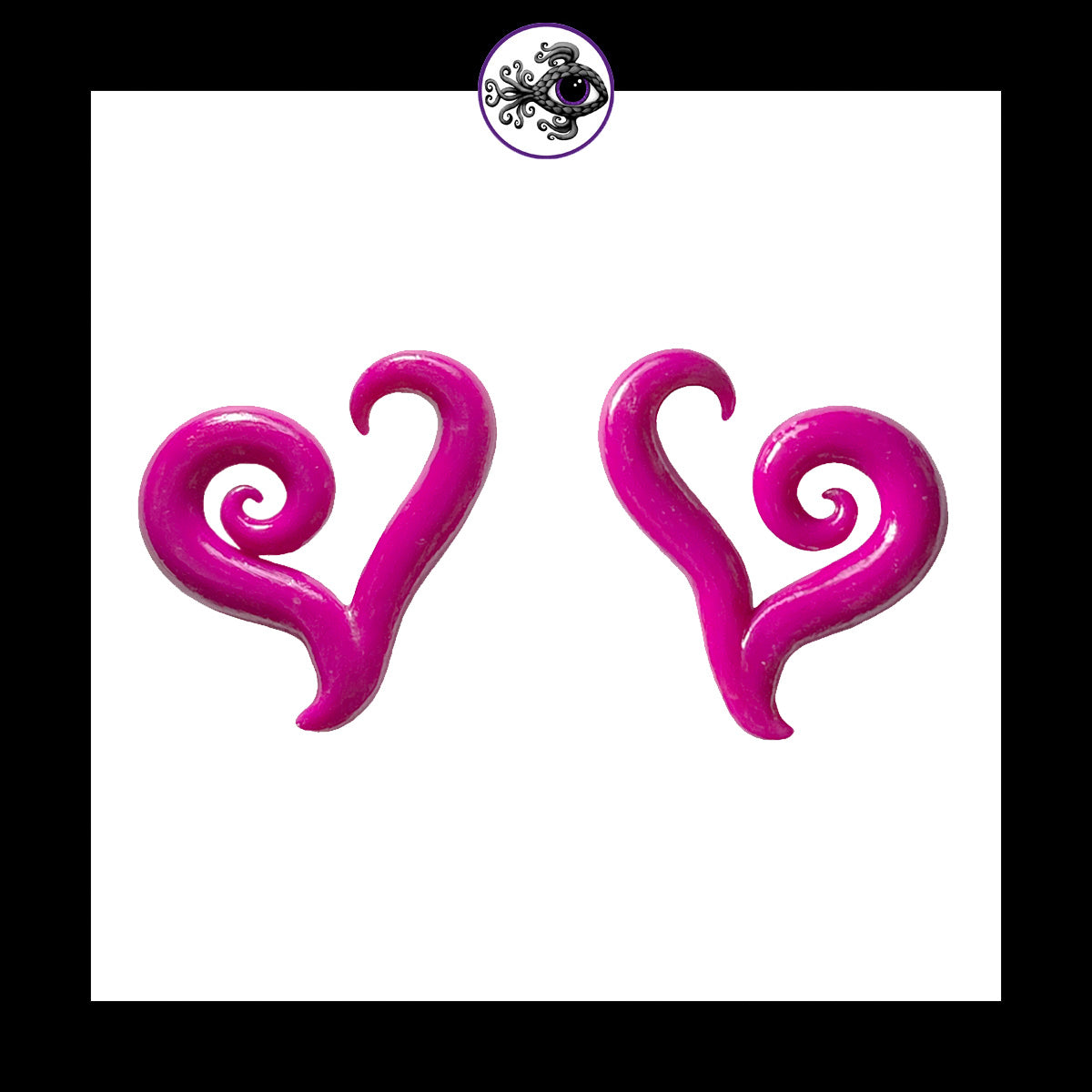 Hearts - 6g 4mm Magenta - Handmade Clay Gauge Earrings