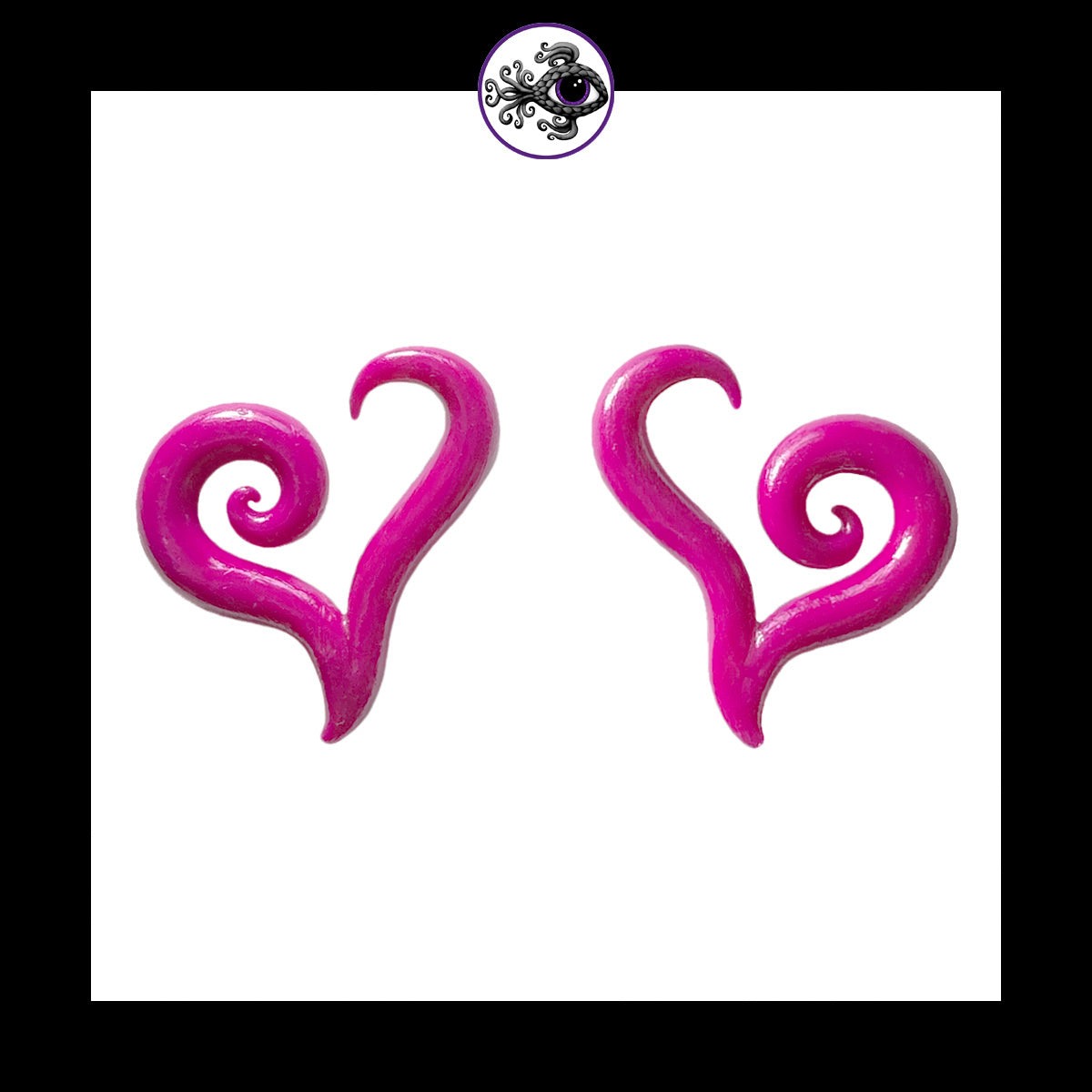 Hearts - 6g 4mm Magenta - Handmade Clay Gauge Earrings