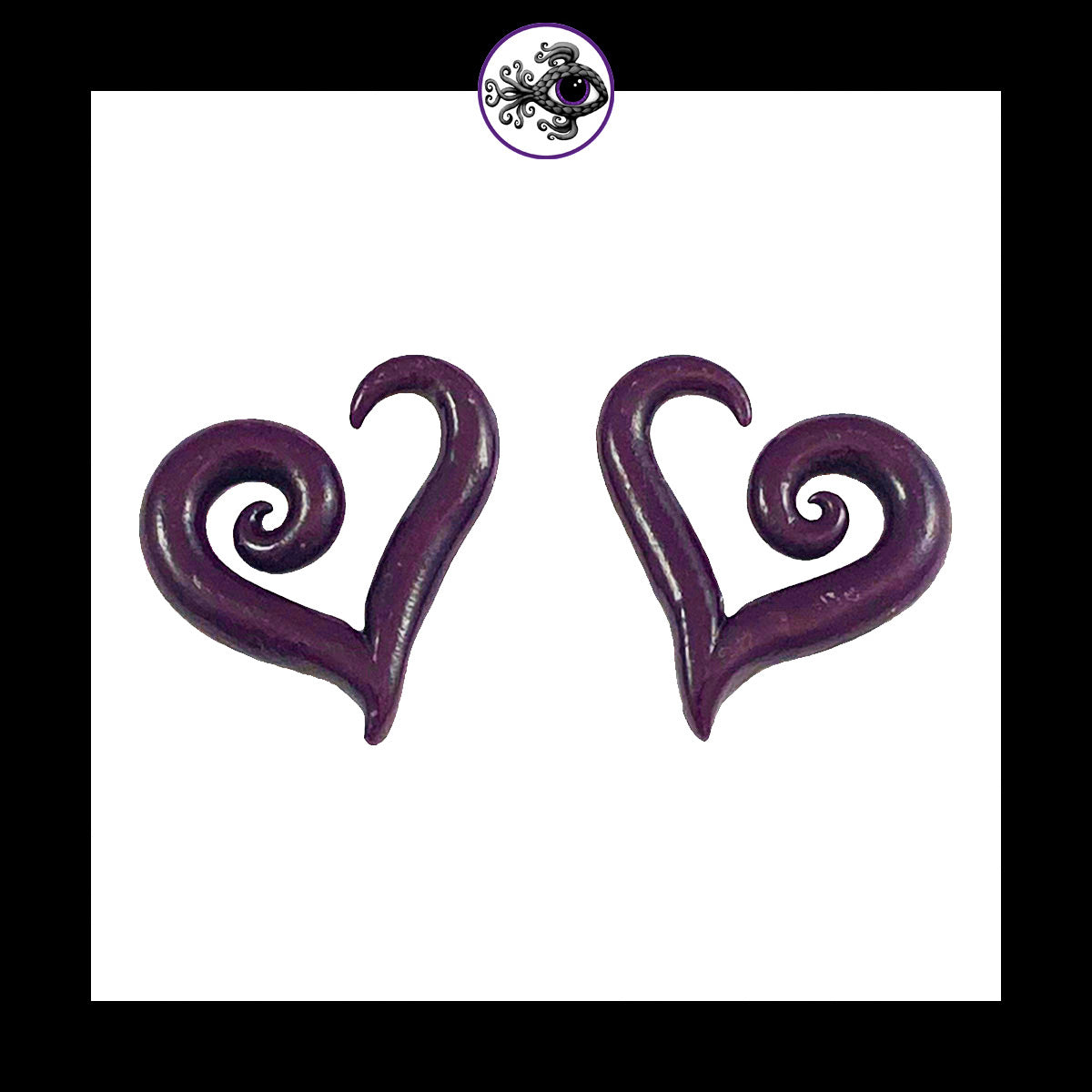 Hearts - 6g 4mm Dark Purple - Handmade Clay Gauge Earrings